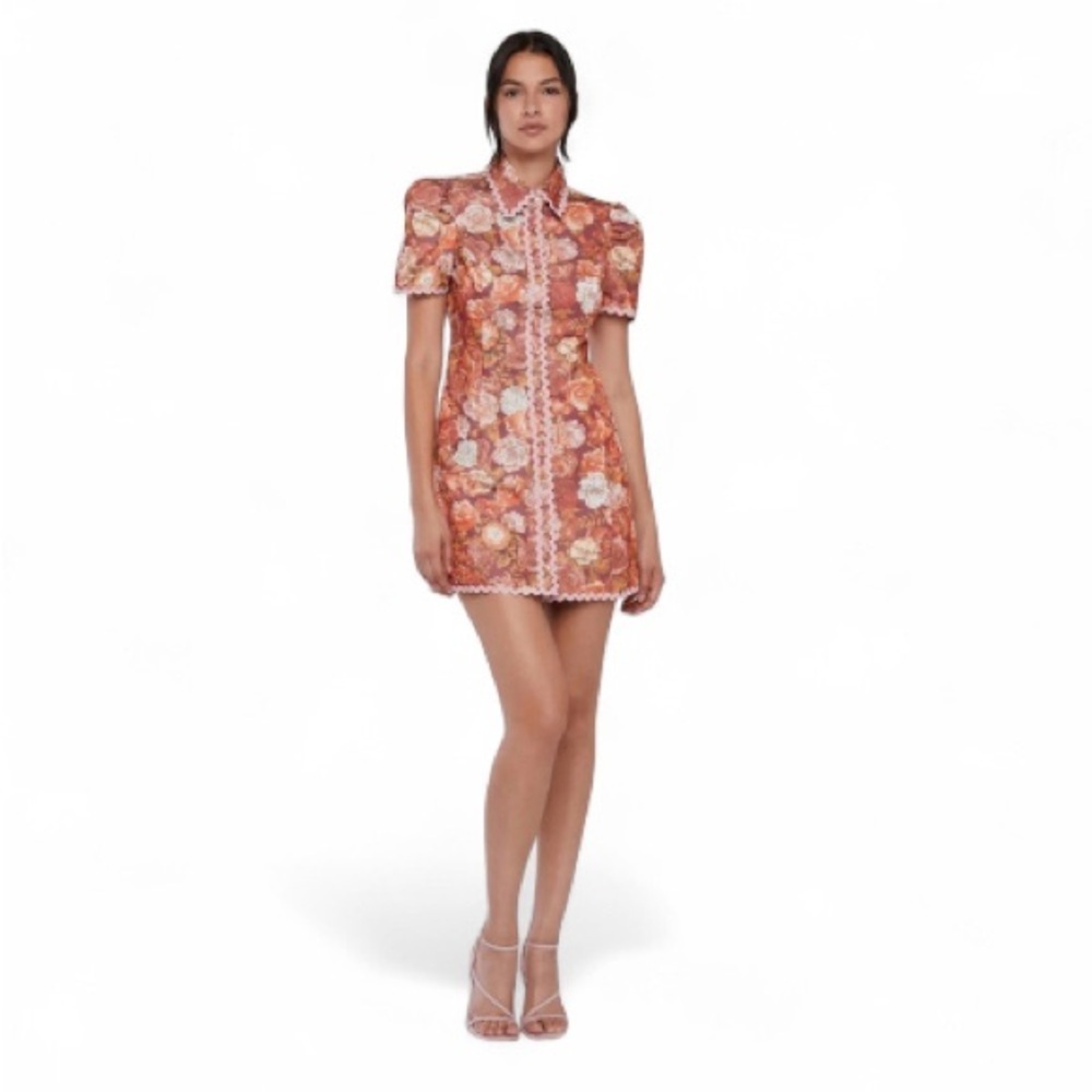 Rachel Parcell Floral Button Front Puff Sleeve Mini Dress Size 4 EUC